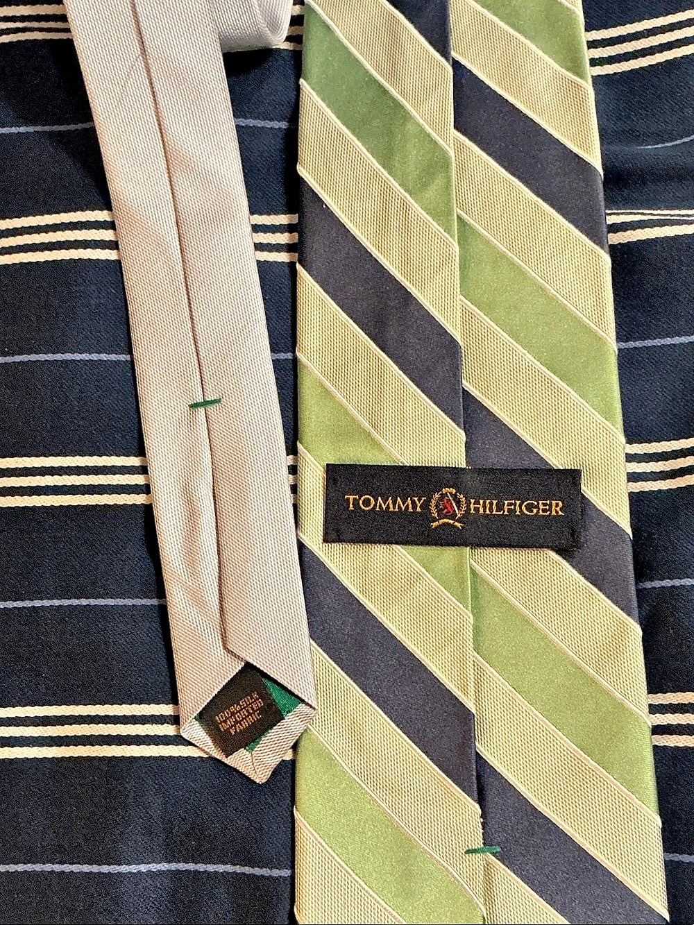 Tommy Hilfiger Striped Silk Tie Green & Blue